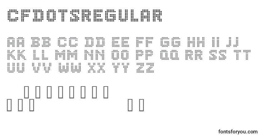 Czcionka CfdotsRegular – alfabet, cyfry, specjalne znaki