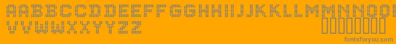 CfdotsRegular-Schriftart – Graue Schriften auf orangefarbenem Hintergrund