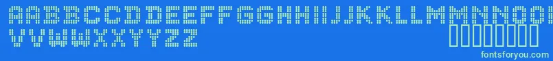 CfdotsRegular-fontti – vihreät fontit sinisellä taustalla