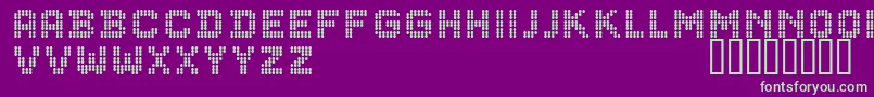 CfdotsRegular-fontti – vihreät fontit violetilla taustalla