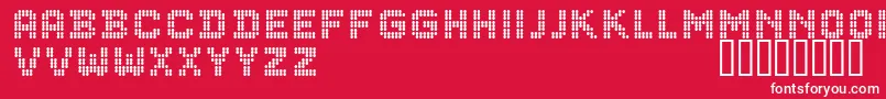CfdotsRegular-Schriftart – Weiße Schriften auf rotem Hintergrund