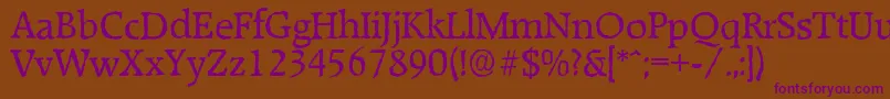 RaleighantiqueRegular-Schriftart – Violette Schriften auf braunem Hintergrund