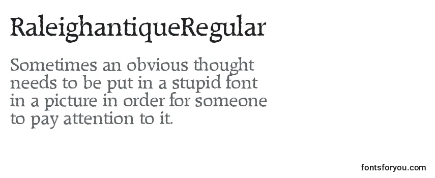 Przegląd czcionki RaleighantiqueRegular