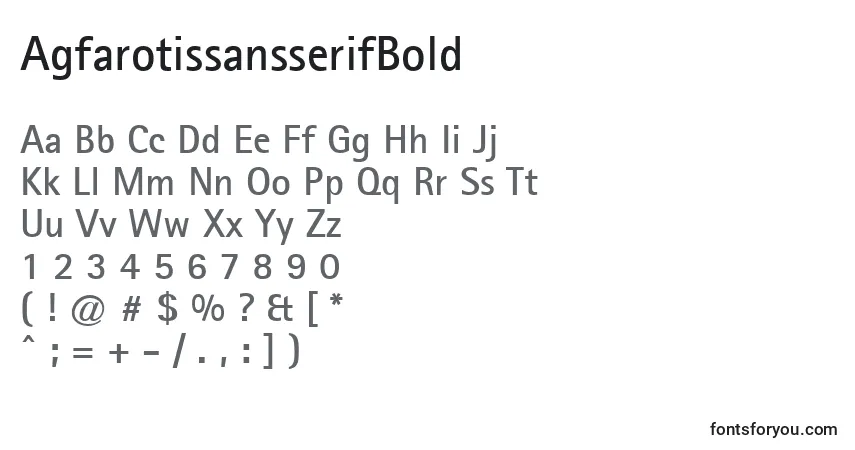 A fonte AgfarotissansserifBold – alfabeto, números, caracteres especiais
