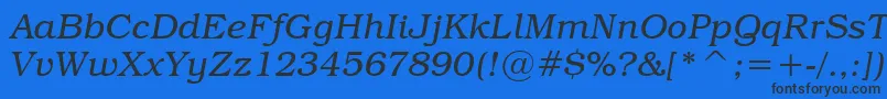 TextbookLightItalic-Schriftart – Schwarze Schriften auf blauem Hintergrund