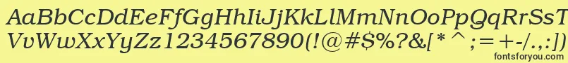 TextbookLightItalic-fontti – mustat fontit keltaisella taustalla