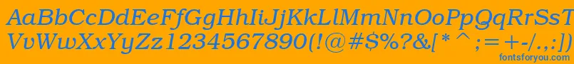 フォントTextbookLightItalic – オレンジの背景に青い文字