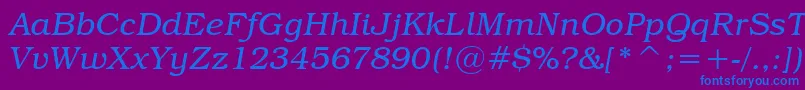 フォントTextbookLightItalic – 紫色の背景に青い文字