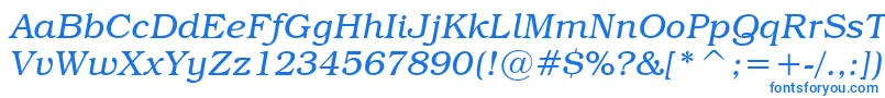 TextbookLightItalic-Schriftart – Blaue Schriften auf weißem Hintergrund