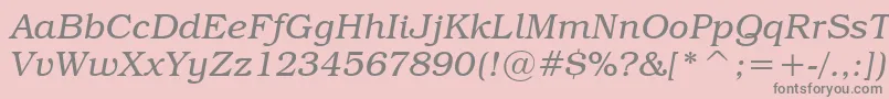 TextbookLightItalic-fontti – harmaat kirjasimet vaaleanpunaisella taustalla