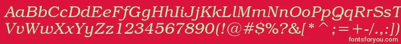フォントTextbookLightItalic – 赤い背景に緑の文字