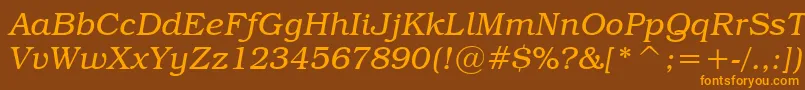 TextbookLightItalic-fontti – oranssit fontit ruskealla taustalla