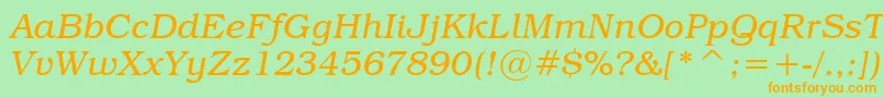 TextbookLightItalic Font – Orange Fonts on Green Background