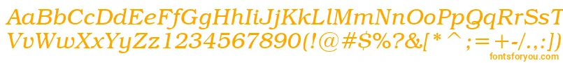 TextbookLightItalic-Schriftart – Orangefarbene Schriften auf weißem Hintergrund