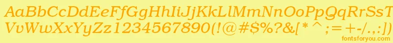 TextbookLightItalic-Schriftart – Orangefarbene Schriften auf gelbem Hintergrund