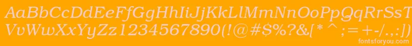 TextbookLightItalic-Schriftart – Rosa Schriften auf orangefarbenem Hintergrund