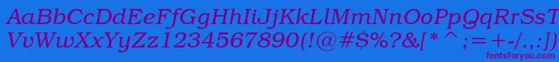 フォントTextbookLightItalic – 紫色のフォント、青い背景