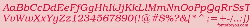 Fonte TextbookLightItalic – fontes vermelhas em um fundo rosa