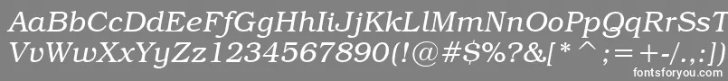 TextbookLightItalic-fontti – valkoiset fontit harmaalla taustalla