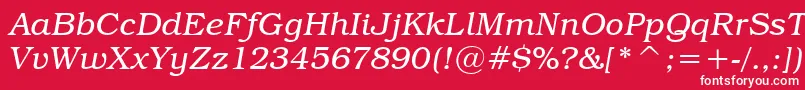 フォントTextbookLightItalic – 赤い背景に白い文字