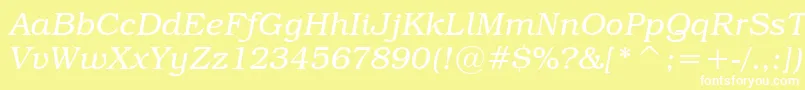フォントTextbookLightItalic – 黄色い背景に白い文字
