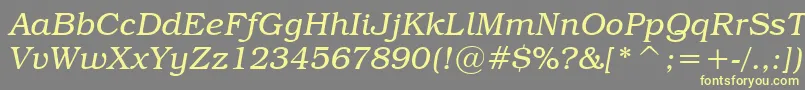 TextbookLightItalic-Schriftart – Gelbe Schriften auf grauem Hintergrund