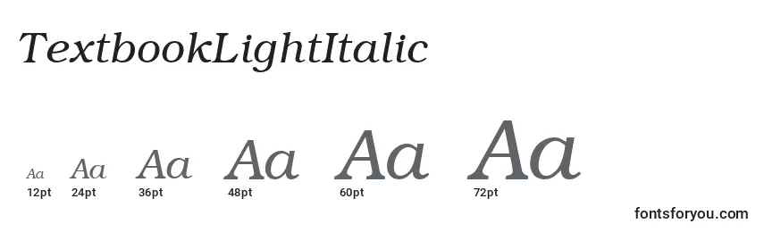 Размеры шрифта TextbookLightItalic