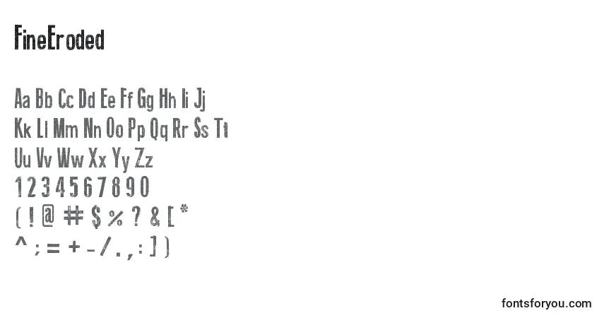 A fonte FineEroded (44648) – alfabeto, números, caracteres especiais