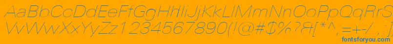 UniversNextProUltralightExtendedItalic Font – Blue Fonts on Orange Background