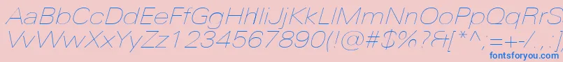 UniversNextProUltralightExtendedItalic Font – Blue Fonts on Pink Background