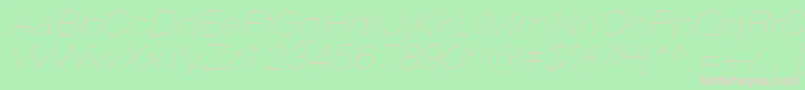 Czcionka UniversNextProUltralightExtendedItalic – różowe czcionki na zielonym tle