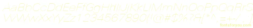 フォントUniversNextProUltralightExtendedItalic – 黄色のフォント