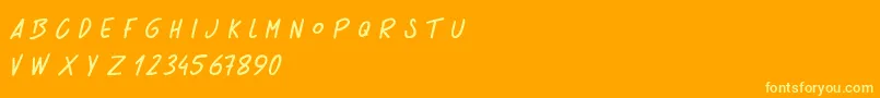 Fonte SchoolProduction – fontes amarelas em um fundo laranja