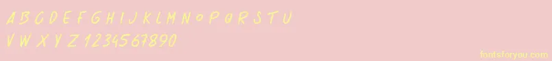 SchoolProduction-Schriftart – Gelbe Schriften auf rosa Hintergrund