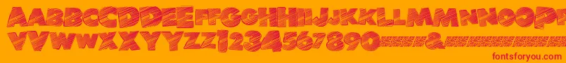 フォントBanlieuedisco – オレンジの背景に赤い文字