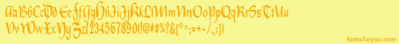 Oldcountrycondensed Font – Orange Fonts on Yellow Background