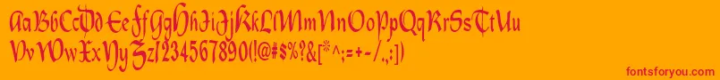 Oldcountrycondensed Font – Red Fonts on Orange Background