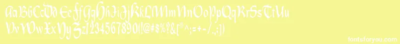 フォントOldcountrycondensed – 黄色い背景に白い文字