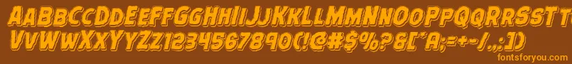 フォントTerrorbabblepunch – オレンジ色の文字が茶色の背景にあります。