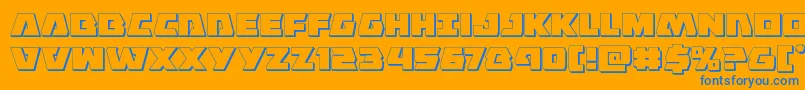 Eaglestrike3D-Schriftart – Blaue Schriften auf orangefarbenem Hintergrund