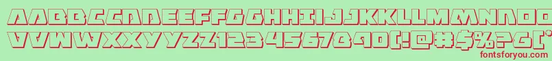 Eaglestrike3D-Schriftart – Rote Schriften auf grünem Hintergrund