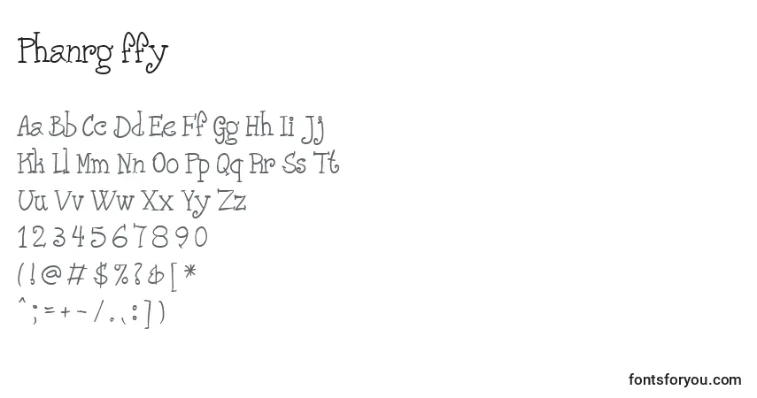 Schriftart Phanrg ffy – Alphabet, Zahlen, spezielle Symbole