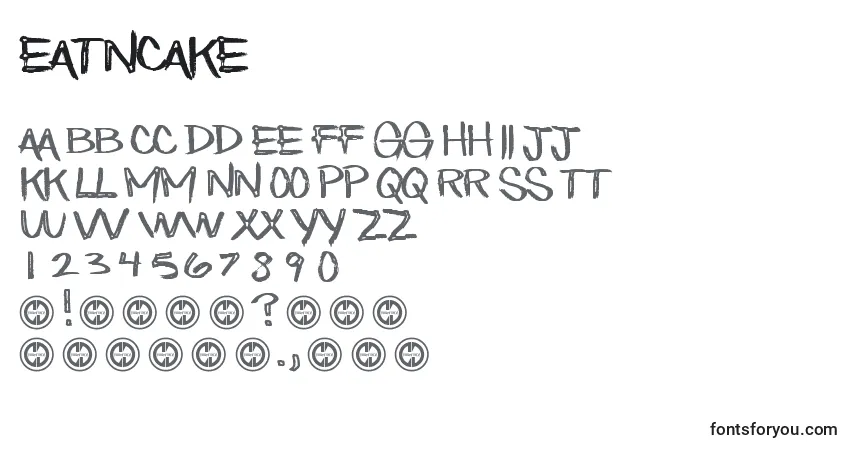 Schriftart EatnCake – Alphabet, Zahlen, spezielle Symbole