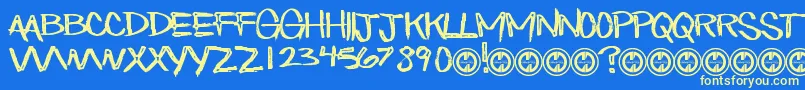 EatnCake Font – Yellow Fonts on Blue Background