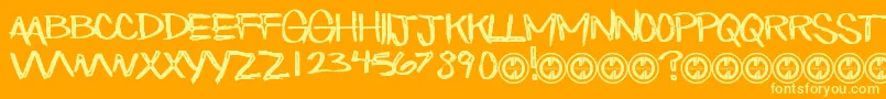 EatnCake-Schriftart – Gelbe Schriften auf orangefarbenem Hintergrund