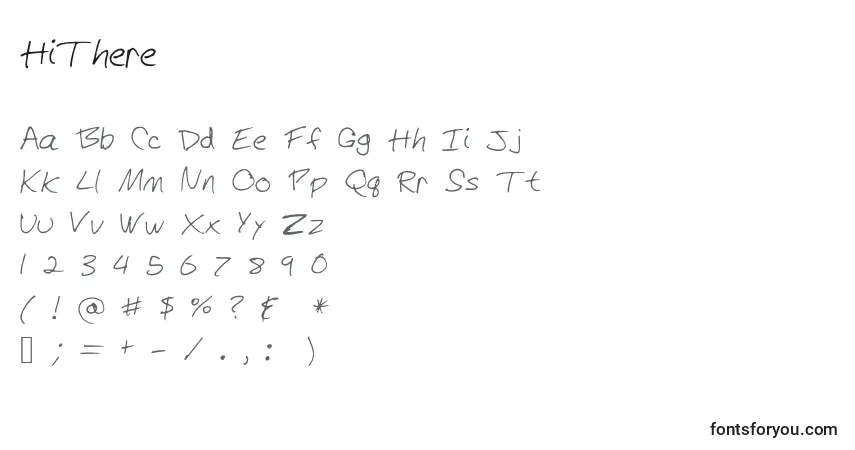 Schriftart HiThere – Alphabet, Zahlen, spezielle Symbole