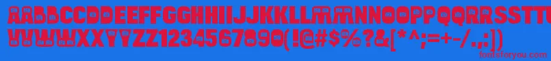 BulltoadcameraRegular Font – Red Fonts on Blue Background