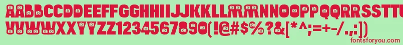 BulltoadcameraRegular Font – Red Fonts on Green Background