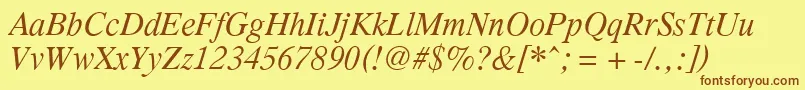 PcTennesseeItalic Font – Brown Fonts on Yellow Background