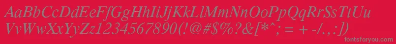 PcTennesseeItalic Font – Gray Fonts on Red Background